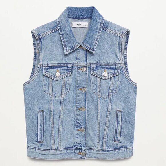 Mango Denim Vest Pockets New - Picture 6 of 8